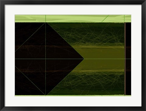 Framed Abstract Green Cone Print