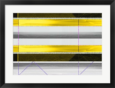 Framed Abstract Yellow Parallels Print