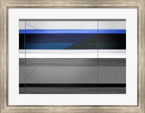 Framed Abstract Grey and Blue Print