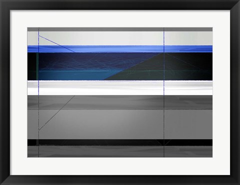 Framed Abstract Grey and Blue Print