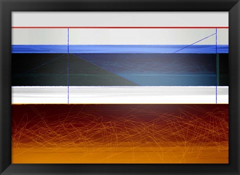 Framed Abstract Blue and Bright Brown Print