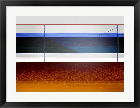 Framed Abstract Blue and Bright Brown Print