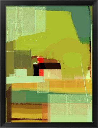 Framed Green and Brown Abstract 5 Print