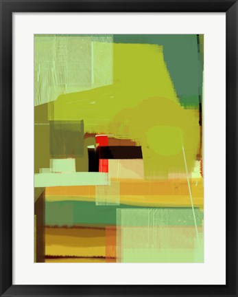 Framed Green and Brown Abstract 5 Print