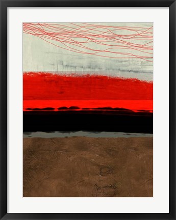 Framed Abstract Stripe Theme Brown Print