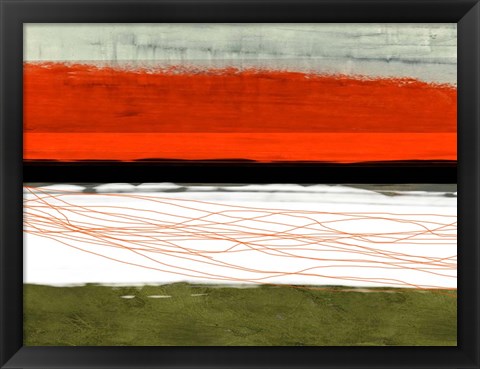 Framed Abstract Stripe Theme Orange and Black Print