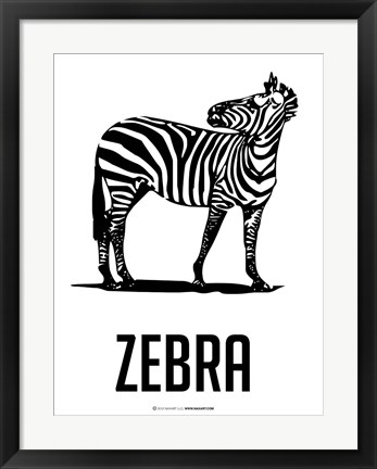 Framed Zebra Black Print