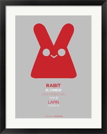 Framed Red Rabbit Multilingual Print