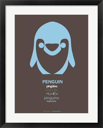 Framed Blue Pinguin Multilingual Print