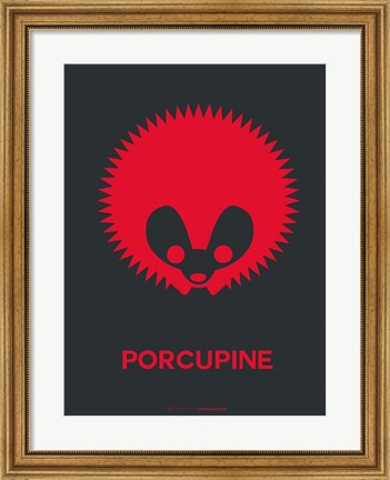 Framed Dark Red Porcupine Multilingual Print