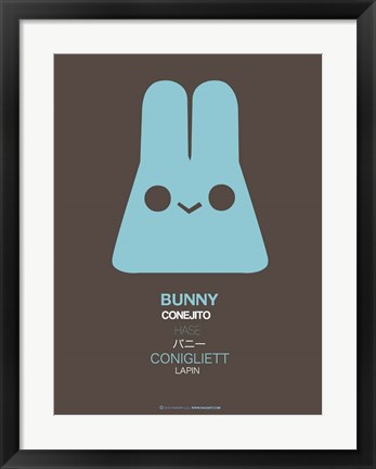 Framed Blue Bunny Multilingual Print