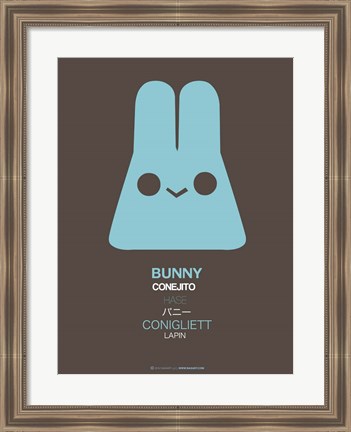 Framed Blue Bunny Multilingual Print