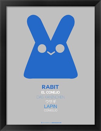 Framed Blue Rabbit Multilingual Print