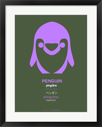 Framed Purple Penguin Multilingual Print