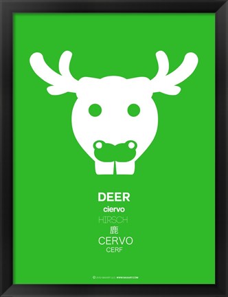 Framed Green Moose Multilingual Print