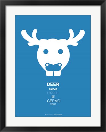 Framed Blue Moose Multilingual Print