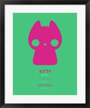 Framed Pink Kitty Multilingual Print