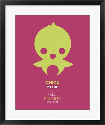 Framed Green Chick Multilingual 2 Print