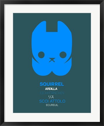 Framed Blue Squirrel Multilingual Print