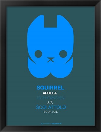 Framed Blue Squirrel Multilingual Print