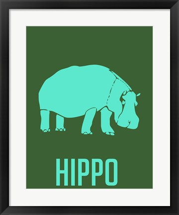 Framed Hippo Blue Print