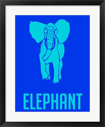 Framed Elephant Blue Print