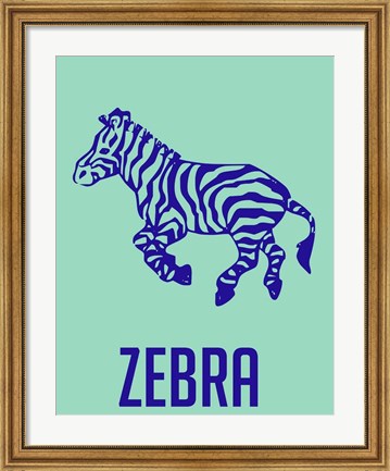 Framed Zebra Blue Print