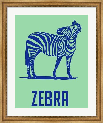 Framed Zebra Blue and Green Print