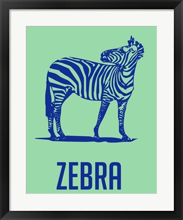 Framed Zebra Blue and Green Print