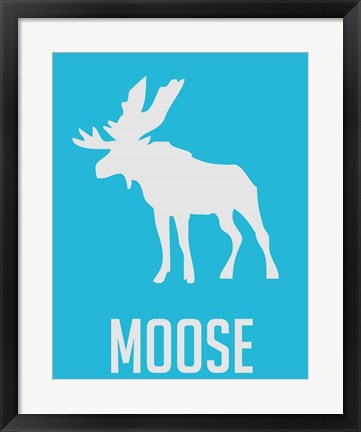 Framed Moose Blue Print