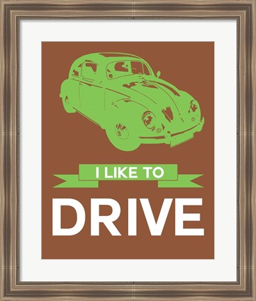 Framed I Like to Drive Beetle 2 Print