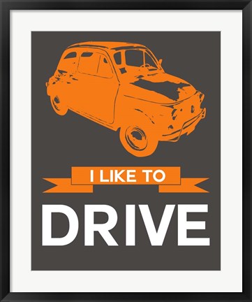 Framed I Like to Drive Beetle 4 Print