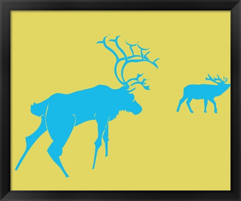 Framed Blue Deer Print