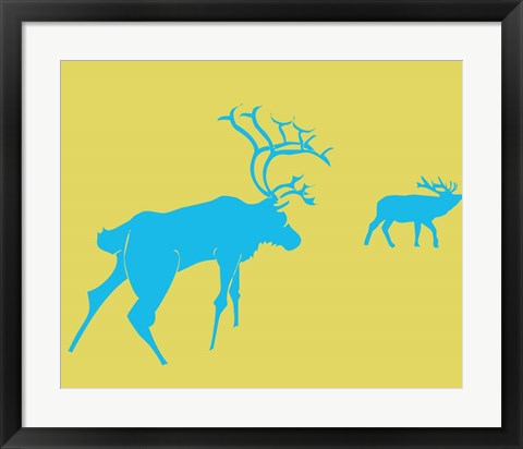 Framed Blue Deer Print