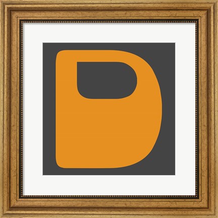 Framed Letter D Yellow Print