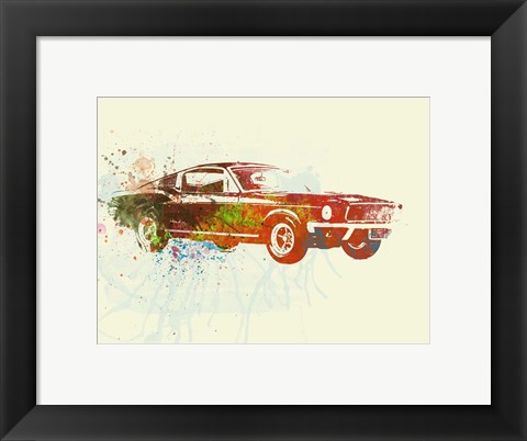 Framed Ford Mustang Watercolor Print