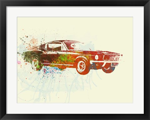 Framed Ford Mustang Watercolor Print