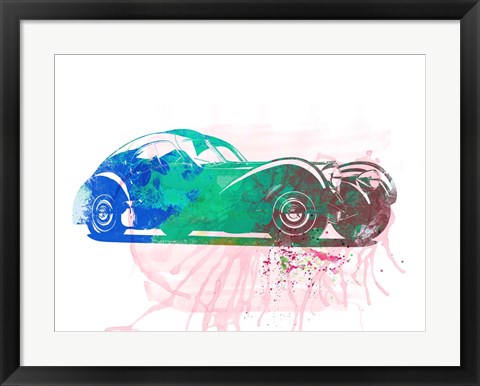 Framed Bugatti Atlantic Watercolor 1 Print