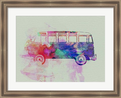 Framed VW Bus Watercolor Print