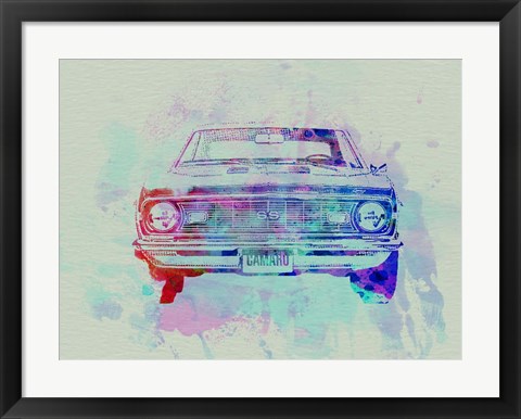 Framed Chevy Camaro Watercolor 2 Print