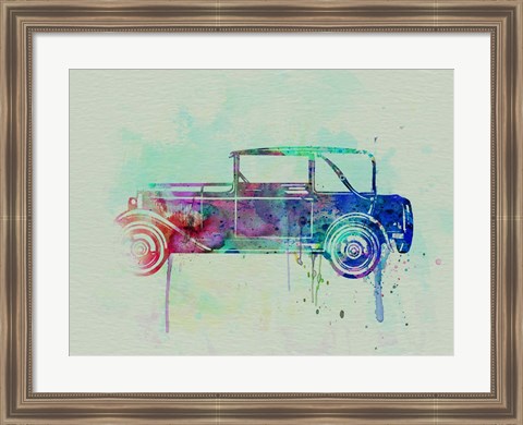 Framed Old car watercolor Print