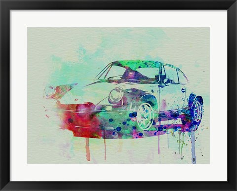 Framed Porsche 911 Watercolor 2 Print