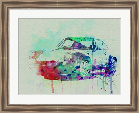 Framed Porsche 911 Watercolor 2 Print