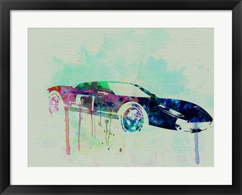 Framed Ford GT Watercolor 2 Print