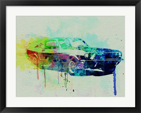 Framed Ford Mustang Watercolor 2 Print