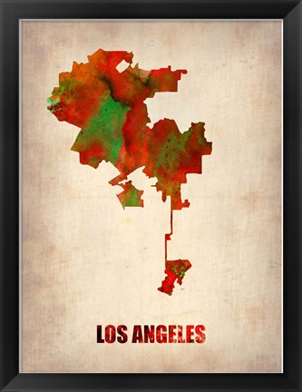 Framed Los Angeles Watercolor Map Print