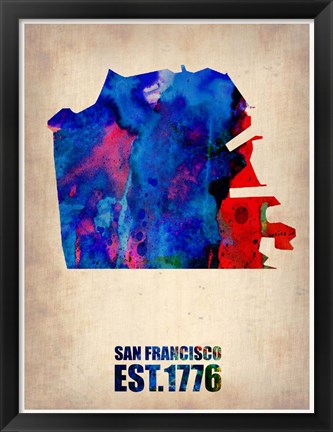 Framed San Francisco Watercolor Map Print