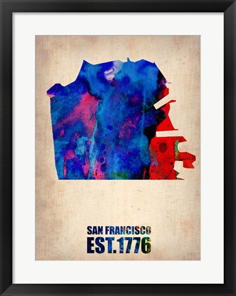 Framed San Francisco Watercolor Map Print