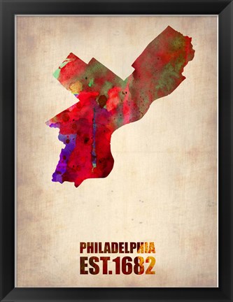 Framed Philadelphia Watercolor Map Print