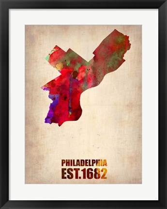 Framed Philadelphia Watercolor Map Print